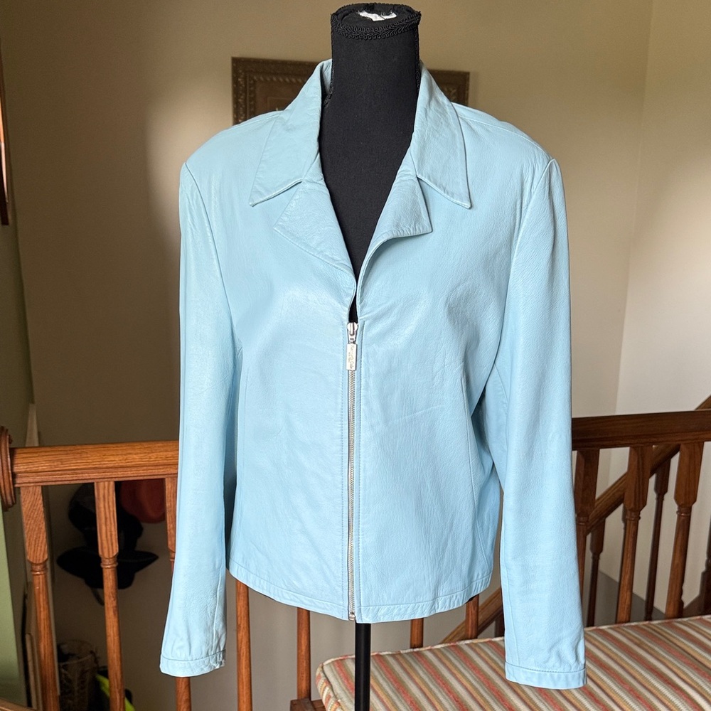 Kenneth Cole Blue Leather Jacket
